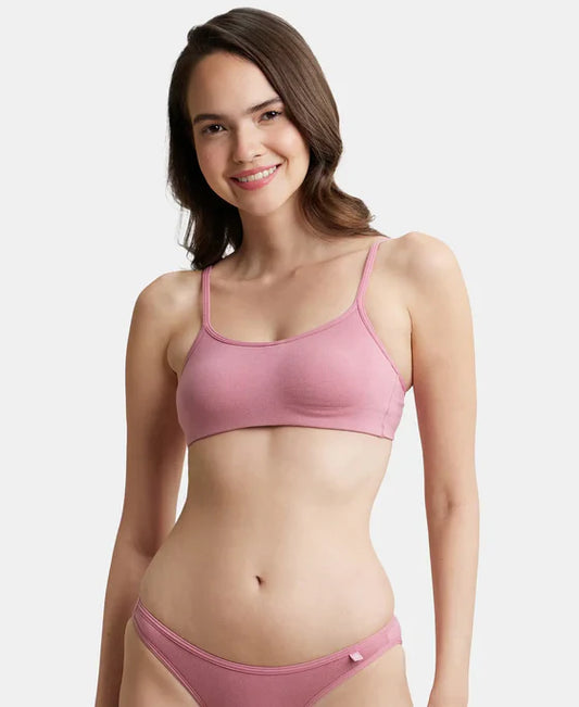 Jockey SS12 Wirefree Non Padded Super Combed Cotton Elastane Full Coverage Beginners Bra with Adjustable Straps