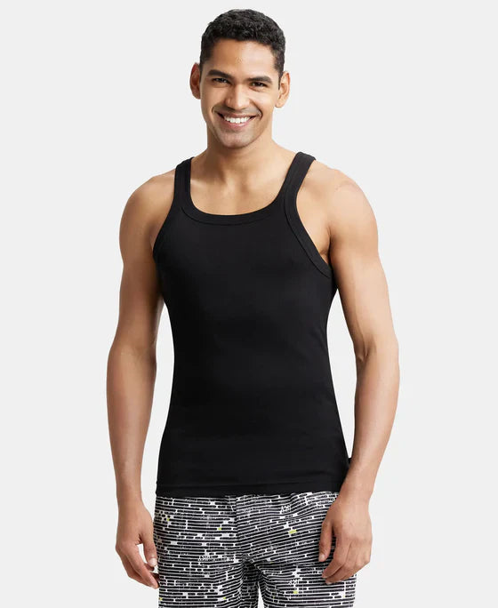 Jockey US26 Men's Super Combed Cotton Rib Square Neck Gym Vest