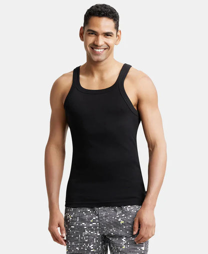 Jockey US26 Men's Super Combed Cotton Rib Square Neck Gym Vest