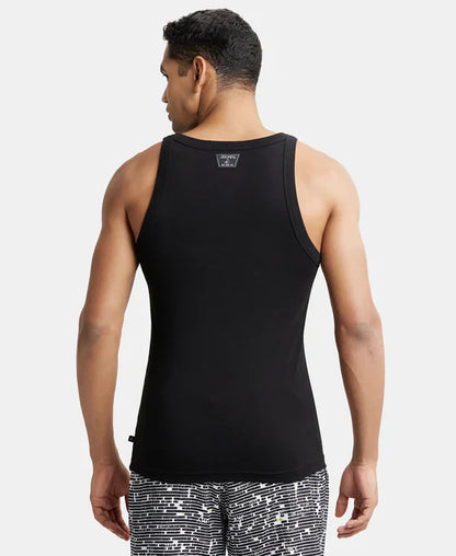Jockey US26 Men's Super Combed Cotton Rib Square Neck Gym Vest