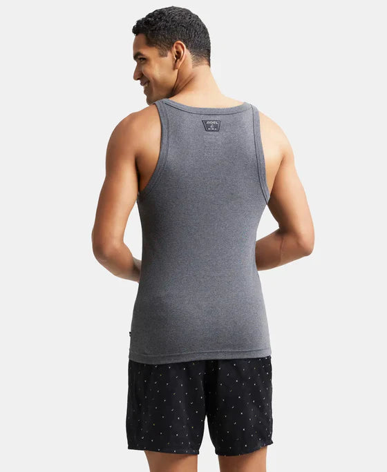 Jockey US26 Men's Super Combed Cotton Rib Square Neck Gym Vest