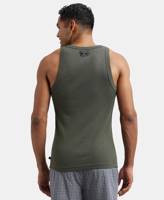 Jockey US26 Men's Super Combed Cotton Rib Square Neck Gym Vest