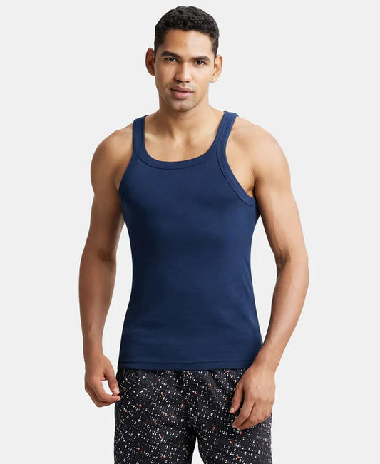 Jockey US26 Men's Super Combed Cotton Rib Square Neck Gym Vest