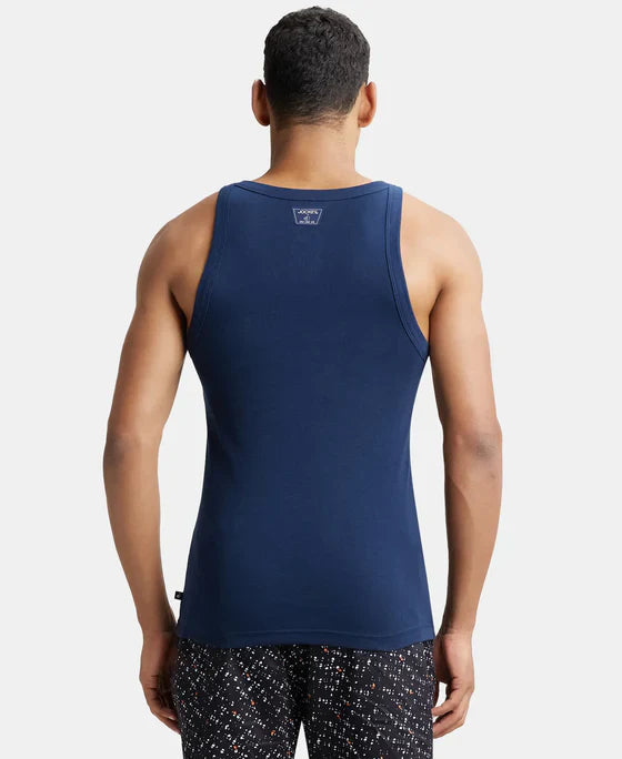 Jockey US26 Men's Super Combed Cotton Rib Square Neck Gym Vest