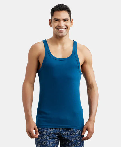 Jockey US26 Men's Super Combed Cotton Rib Square Neck Gym Vest