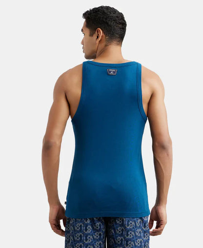 Jockey US26 Men's Super Combed Cotton Rib Square Neck Gym Vest