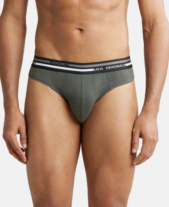 Jockey US49 Men's Super Combed Cotton Solid Brief with Ultrasoft Waistband