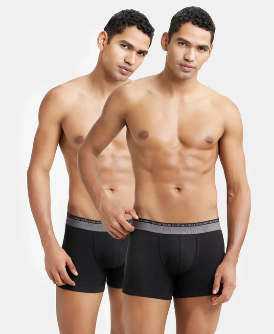 Jockey US60 Men's Super Combed Cotton Elastane Stretch Solid Trunk with Ultrasoft Waistband -(PACK OF 2)