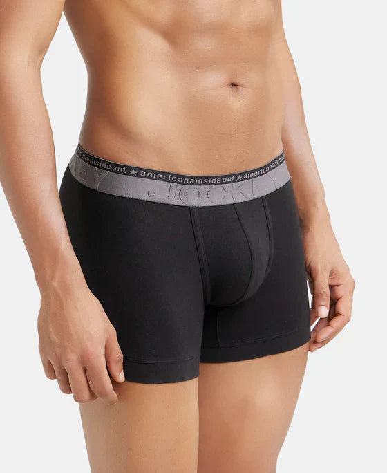 Jockey US60 Men's Super Combed Cotton Elastane Stretch Solid Trunk with Ultrasoft Waistband -(PACK OF 2)