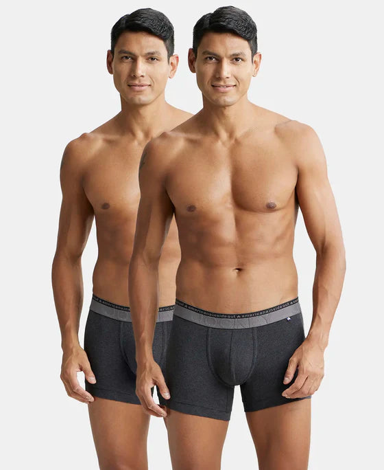 Jockey US60 Men's Super Combed Cotton Elastane Stretch Solid Trunk with Ultrasoft Waistband -(PACK OF 2)