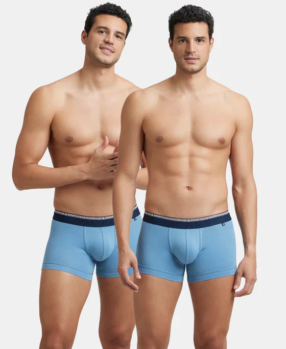 Jockey US60 Men's Super Combed Cotton Elastane Stretch Solid Trunk with Ultrasoft Waistband -(PACK OF 2)