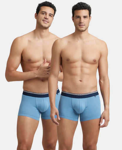 Jockey US60 Men's Super Combed Cotton Elastane Stretch Solid Trunk with Ultrasoft Waistband -(PACK OF 2)