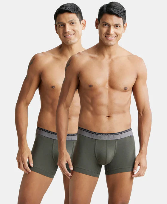 Jockey US60 Men's Super Combed Cotton Elastane Stretch Solid Trunk with Ultrasoft Waistband -(PACK OF 2)