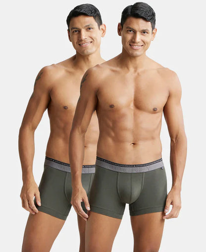 Jockey US60 Men's Super Combed Cotton Elastane Stretch Solid Trunk with Ultrasoft Waistband -(PACK OF 2)