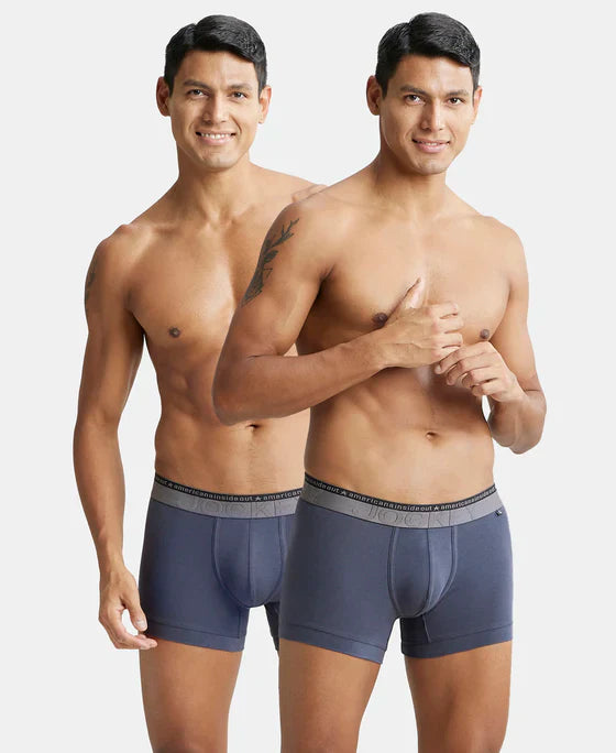 Jockey US60 Men's Super Combed Cotton Elastane Stretch Solid Trunk with Ultrasoft Waistband -(PACK OF 2)