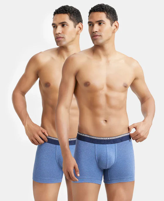 Jockey US60 Men's Super Combed Cotton Elastane Stretch Solid Trunk with Ultrasoft Waistband -(PACK OF 2)