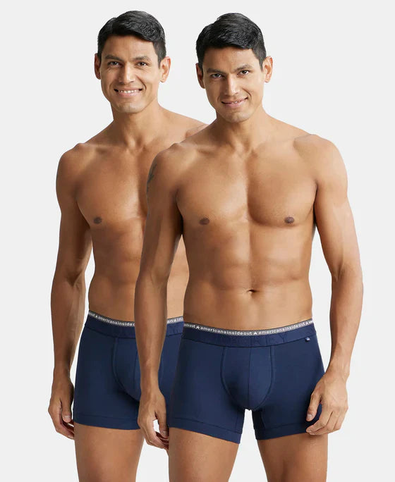 Jockey US60 Men's Super Combed Cotton Elastane Stretch Solid Trunk with Ultrasoft Waistband -(PACK OF 2)