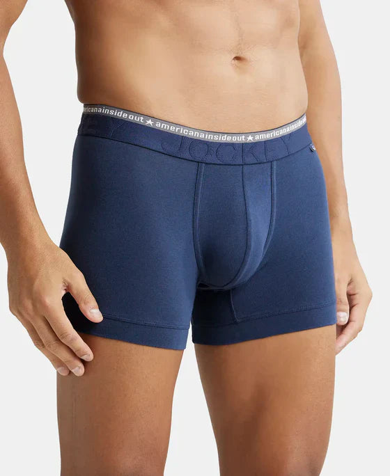 Jockey US60 Men's Super Combed Cotton Elastane Stretch Solid Trunk with Ultrasoft Waistband -(PACK OF 2)