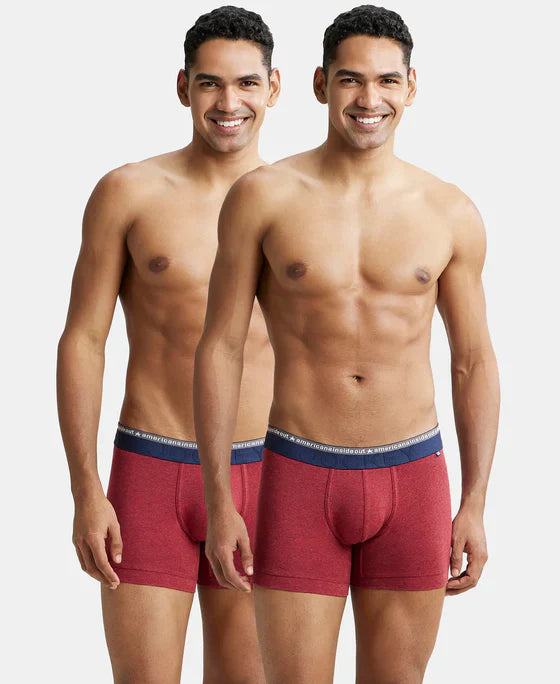 Jockey US60 Men's Super Combed Cotton Elastane Stretch Solid Trunk with Ultrasoft Waistband -(PACK OF 2)