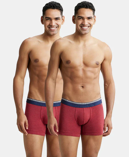 Jockey US60 Men's Super Combed Cotton Elastane Stretch Solid Trunk with Ultrasoft Waistband -(PACK OF 2)