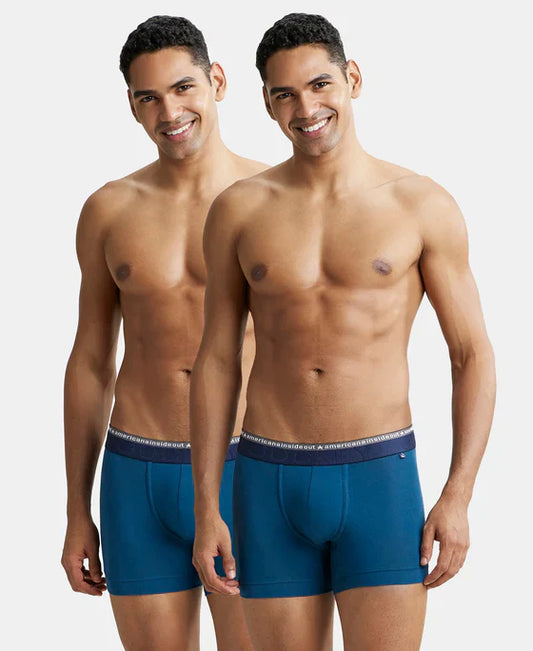 Jockey US60 Men's Super Combed Cotton Elastane Stretch Solid Trunk with Ultrasoft Waistband -(PACK OF 2)