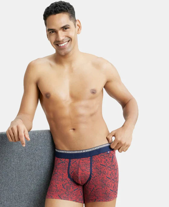 Jockey US63 USA Originals Men's Printed Trunk with Super Combed Cotton Stretch Fabric and Soft Waistband
