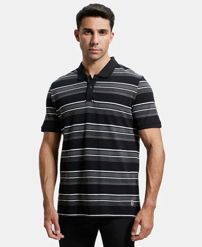 Jockey US93 Men's Super Combed Cotton Rich Striped Polo T-Shirt