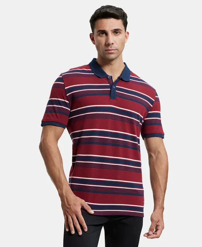 Jockey US93 Men's Super Combed Cotton Rich Striped Polo T-Shirt