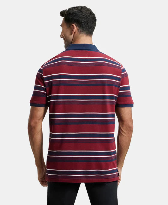 Jockey US93 Men's Super Combed Cotton Rich Striped Polo T-Shirt