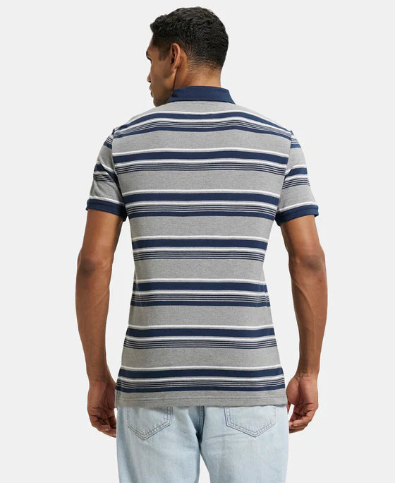 Jockey US93 Men's Super Combed Cotton Rich Striped Polo T-Shirt
