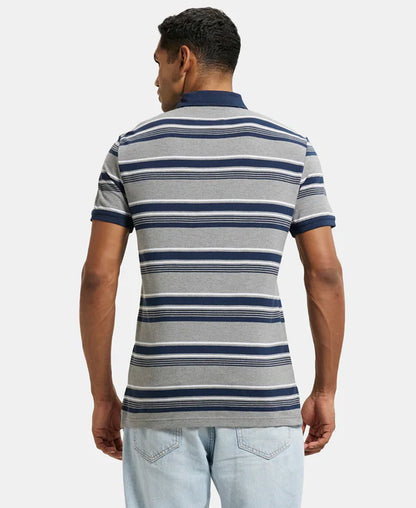 Jockey US93 Men's Super Combed Cotton Rich Striped Polo T-Shirt