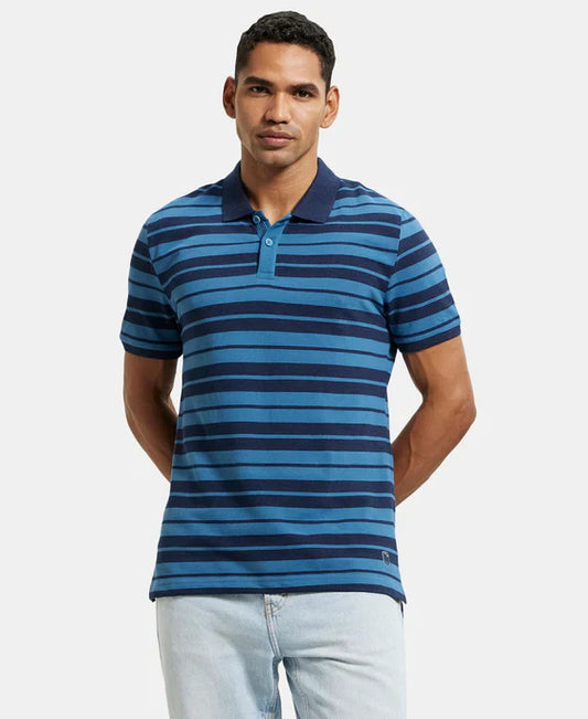 Jockey US93 Men's Super Combed Cotton Rich Striped Polo T-Shirt