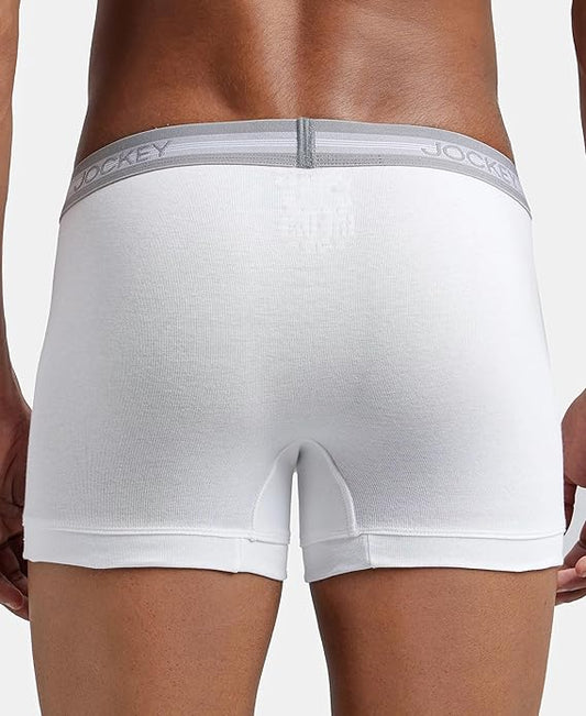 Jockey 1015 Men's Super Combed Cotton Rib Solid Trunk with StayFresh Treatment (PACK OF 2)